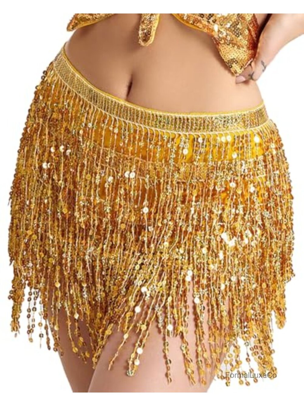Sequin Tassel Wrap Skirt Belly Dance Fringe Hip Scarf Festival